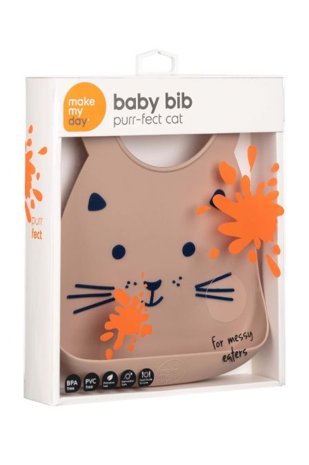 Σαλιάρα σιλικόνης Baby Bib Cat Make My Day