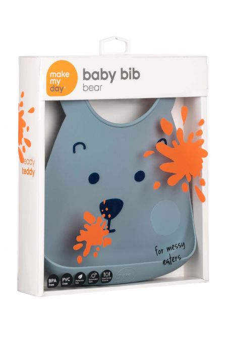 Σαλιάρα σιλικόνης Baby Bib Bear Make My Day