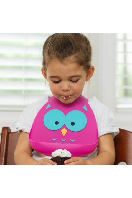 Σαλιάρα σιλικόνης Baby Bib Owl Make My Day