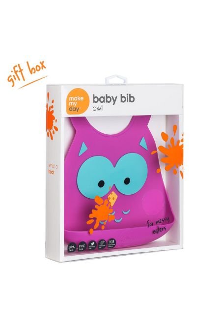 Σαλιάρα σιλικόνης Baby Bib Owl Make My Day