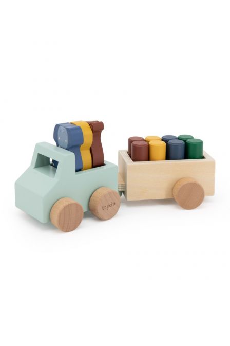 WOODEN ANIMAL CAR WITH TRAILER Trixie Baby