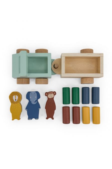 WOODEN ANIMAL CAR WITH TRAILER Trixie Baby